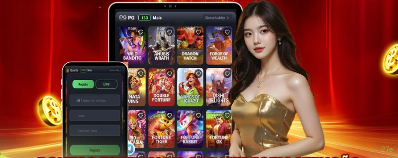 Imagem promocional do cassino online da 27e mostrando jogos ao vivo